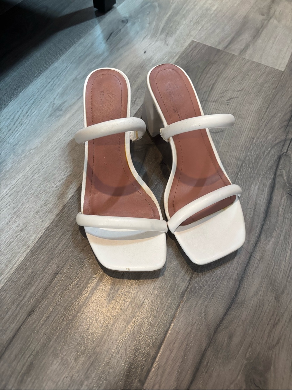 Call It Spring White Double-Strap Block Heel Sandals